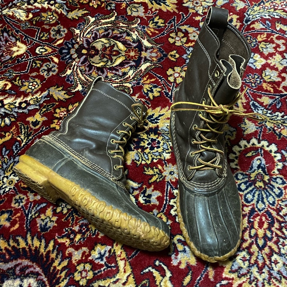 Vintage ll Bean Main Hunting Boots Brown Leather Duck Boots Mens Size 10